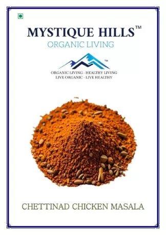 Ideal for curries, gravies, and fries: The spice blend is well-suited for various cooking methods, including curries, gravies, and stir-fries. Benefits: Digestive health: The spices, like cumin and coriander, are known to aid digestion and prevent digestive problems. Immunity boosting: Some spices, such as red chillies and bay leaves, have antioxidant and anti-inflammatory properties that may help boost immunity. Weight management: Certain spices, like black pepper, can boost metabolism, potentially aiding in weight loss. Appetite stimulation: Chettinad Masala is known to induce body heat and stimulate appetite. Antioxidant and anti-inflammatory properties: The spices used in Chettinad Masala possess antioxidant and anti-inflammatory properties, potentially benefiting overall health. Reduces bad breath: Green cardamom can help combat bad breath. Detoxifying properties: Some spices are known to have detoxifying effects. Key Ingredients: Red Chillies: Provide a spicy kick and may boost immunity and metabolism. Black Pepper: Boosts metabolism and can aid in weight loss. Cumin and Coriander: Aid digestion and provide various minerals like iron and calcium. Fennel Seeds: Have a mild anise flavor and can aid digestion. Cardamom: Adds a pleasant aroma and can help with digestive issues. Star Anise: Provides a warm, comforting flavor and may have antiseptic properties. Bay Leaves: Can boost immunity and have anti-inflammatory properties. Cinnamon: Adds a warm, aromatic flavor and may have anti-inflammatory properties. Black Stone Flower (Kalpasi): A unique ingredient in Chettinad cuisine that adds a distinct flavor.