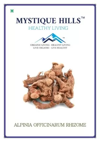 Mystique Alpinia officinarum rhizome 100 g Alpinia officinarum, commonly known as lesser galangal, is a plant in the ginger family whose rhizome (the underground stem) is valued for its sweet-spicy flavor and aroma, used in Asian cuisine and traditionally as a herbal remedy.